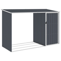 Szopa z wiatą na drewno antracyt 245x98x159 cm stal